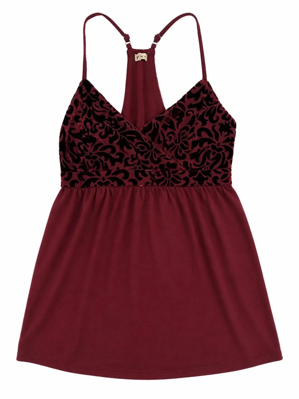 Hollister Spaghetti Strap Tank Top Small Burgundy Racerback Velvet Detail Flowy - Picture 1 of 6